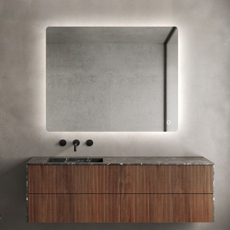 Specchio bagno rettangolare 60x80cm retroilluminato luci led Strokkur M