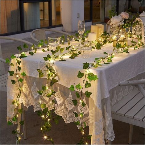 Lierre artificiel, feuille Guirlande lumineuse, 2M 20 LED decoration chambre aesthetic Vert Feuille, guirlandes lumineuses pour Célébration, Mariage, Cuisine, Jardin, Bureau Deco (1 Pièces) (1/5)