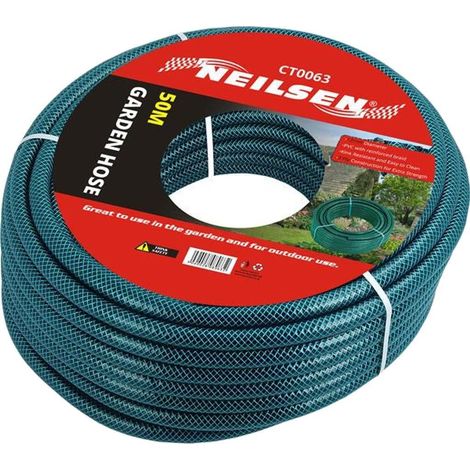 Neilsen Reinforced PVC Rubber Garden Water Kink Resistant Hose Pipe 50m 3 layer