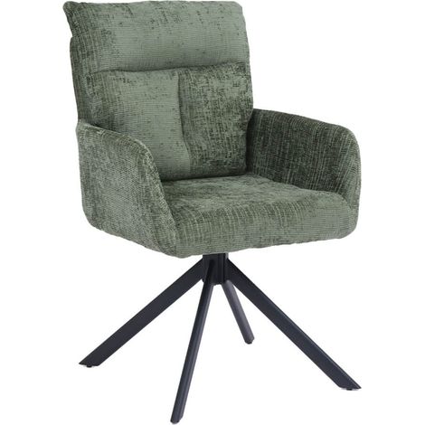 HOME DELUXE Esszimmerstuhl mit Armlehne ALUNA Chenille - 1er Set Grün Drehbarer Esszimmerstuhl, Esszimmerstuhl mit Drehfunktion, 360-Grad drehbarer Esszimmerstuhl, (1/5)