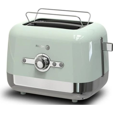 Fagor – Grille-pain 2 fentes 870W vert – 5 niveaux de dorage – Réchauffe et décongèle – Nettoyage facile avec tiroir ramasse miettes (1/4)