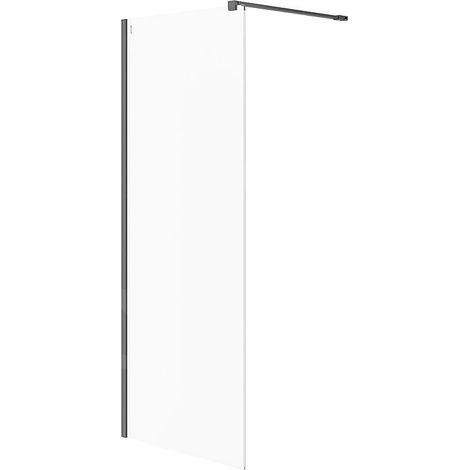 Cersanit Mille - Paroi de douche Walk-In, 80x200 cm, noir/verre clair S161-007 (1/3)