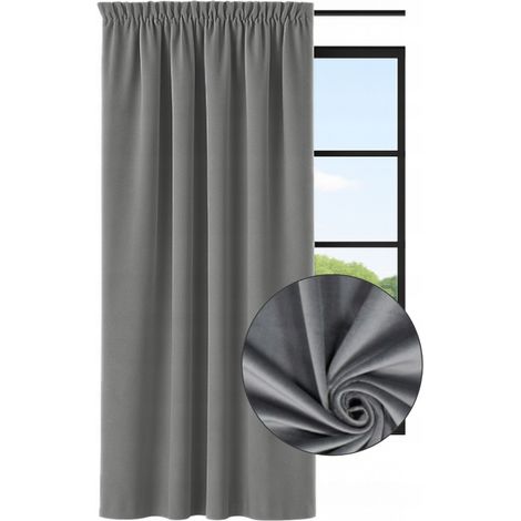 Tenda in velluto pronta all'uso 140x200 con nastro per soggiorno, tende pronte all'uso grigie (1/5)
