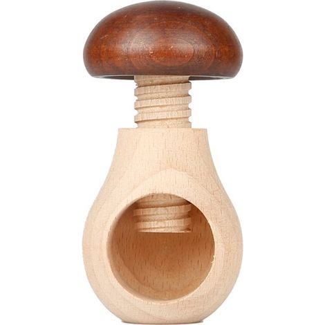 Casse-Noix - Bois De Hêtre - Forme Champignon - Mécanisme À Vis Manuel - Pour Noix Noisettes Amandes - 1 Pièce (1/5)