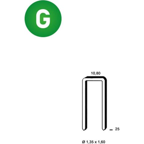 19 100 Agrafes Galvanisées L-25 - 10.8x25x1.35x1.6 mm - D-Work
