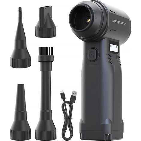 Soplador de aire comprimido, 9 velocidades, 130 000 RPM, presión de aire de 540 g, con luz LED, batería de 10 000 mAh, carga tipo C, ideal para desempolvar ordenadores, hogares y vehículos.