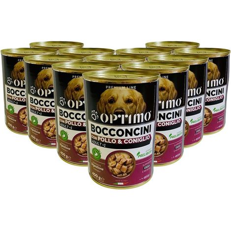 OPTIMO SET 12 BOCCONCINI PER CANE AL GUSTO POLLO E CONIGLIO DA 400 GR (1/4)