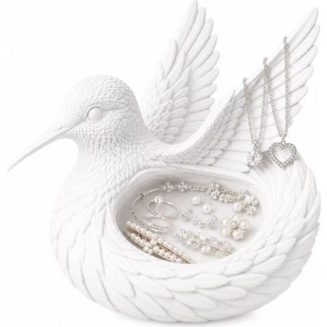 Support à bijoux en forme de colibri pour femme, plateau décoratif pour bagues, boucles d'oreilles, colliers, bracelets, organisateur de coiffeuse pour commode, chambre à coucher, salle de bain (1/5)