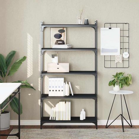 Bücherregal 5 Böden Schwarz 80x30x154 cm Holzwerkstoff (1/5)