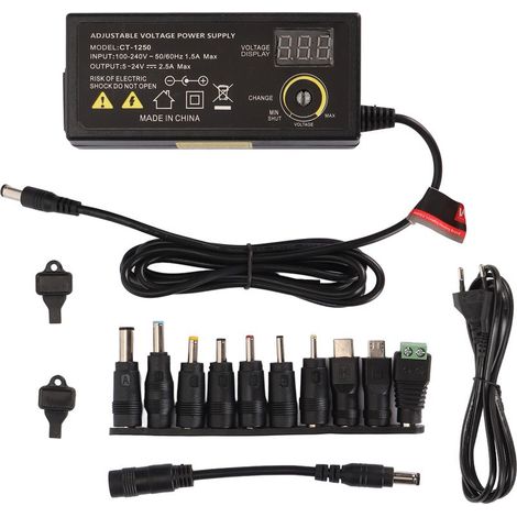 Alimentation universelle 60W réglable 5V‑24V DC - Convertisseur AC/DC 100V‑240V - 24V 2.5A avec prise EU (1/5)