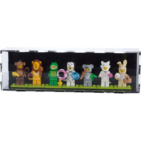 Vitrine mit schwarzem Hintergrund für 7 Lego-Figuren, schützt vor Staub und UV-Strahlung (1/5)