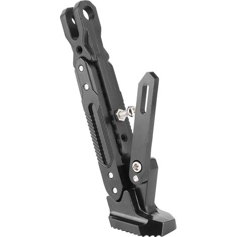 Béquille Latérale Universelle, Pied de Stationnement Réglable, Support de Béquille en Alliage d'aluminium CNC avec Surface Antidérapante, Idéal pour Accessoire de Moto, Noir (1/4)
