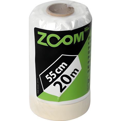 ZOOM Abdeckfolie mit Klebeband 1 Rolle Maler selbstklebend Folie - unterschiedliche Größen (20m x 55cm)