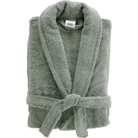 Peignoir Col Châle en Coton "Tendresse" Vert Cèdre (1/5)