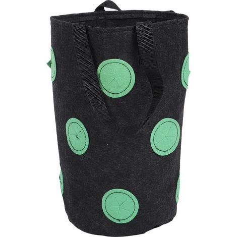 Sac de plantation de fraises 12 trous avec poignées sac de culture de plantes en feutre portable pour jardin noir 20x35cm (1/5)