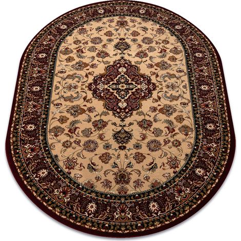 Wollteppich OMEGA Oval ORION Rosette hell rubin 2 red 200x300 cm