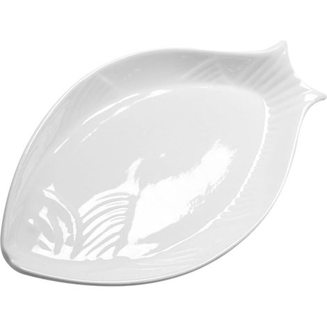 Assiette à poisson ovale en céramique - Durable - Lisse - Brillant - Polyvalent - Pour la maison, le restaurant, la décoration de table festive, le buffet, les fêtes de famille (1/5)