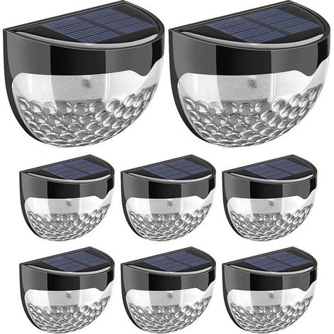 Lumières de clôture solaires Lampe de jardin décorative Applique murale extérieure LED sans fil, étanche (paquet de 8) (1/5)
