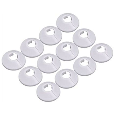 12 Pcs Cache Tuyau, Cache Tuyau Plomberie Collier Radiateur, Manchon Radiateur Pour Tuyau Rosace Ronde Blanche Diamètre De 15 Mm (Blanc) (1/5)