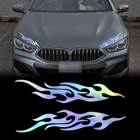 CSPARKV 2 piezas 40 cm pegatinas reflectantes de llamas para coche, calcomanías deportivas de rayas de llamas de carreras para carrito de golf, decoración de carrocería de vinilo impermeable para coch (1/5)
