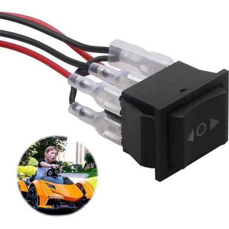 Interruttore di inversione di polarità per motore CC 12V 10A, 6 pin, 3 posizioni istantanee - nero (1/5)