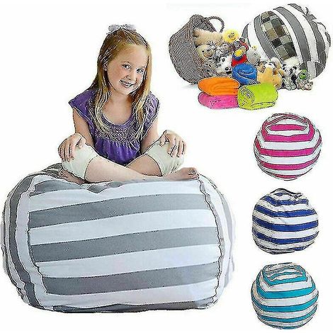Pouf extra large pour ranger les peluches, housse de pouf pour enfants, siège moelleux, gris (1/3)