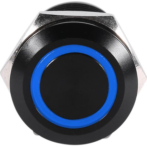12 mm schwarzer LED-Momentantaster, 2A beleuchteter Taster, Kfz-Gehäuse, temporäre Steuerung, hintergrundbeleuchteter Druckschalter. (1/4)