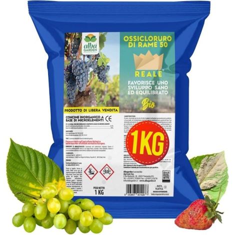 Ossicloruro di Rame 50% Concime CE Blu Biologico per Vite Orto Olivo Colture da Frutto Fragola x 1 Kg (1/5)