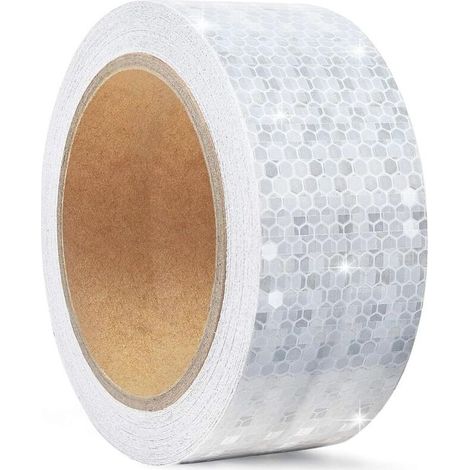 CSPARKV 5cm x 10m Bande Reflechissante Autocollante pour L'extérieur,Bande Fluorescente Casque Moto,Blanche Ruban de Sécurité Réfléchissant étanche,Bande D'avertissement pour Voitures,Camions et Route (1/5)