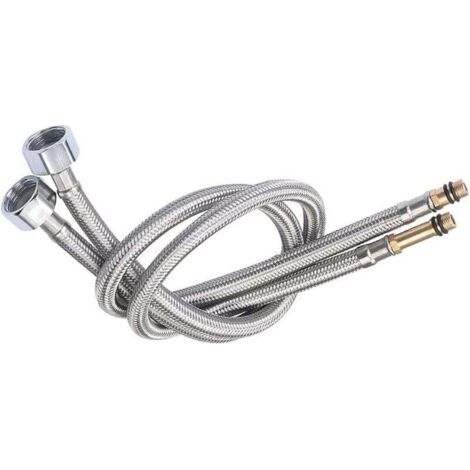 Green Mobility-Tuyau flexible tressé haute pression en acier inoxydable 304 – Tuyau antidéflagrant de 60 cm pour chauffe-eau, éviers et robinets avec raccord 1/2". (1/4)