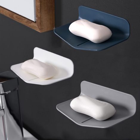 Shower Soap Holder for Soap or Sponge No Drilling Soap Saver with Strong Viscosity for Shower V-shaped Soap Dish for Bathroom and Kitchen (Gray, 2) (1/5)