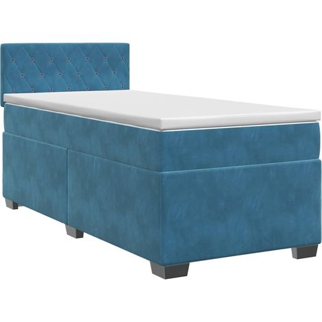 Maison Exclusive - Letto box spring con materasso Blu Scuro 90 x 200 cm Velluto (1/5)