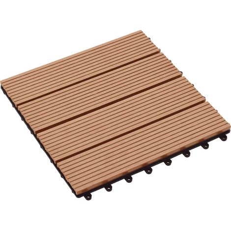 Terrassenfliese 11 pcs Teak 30 x 30 cm WPC vidaXL