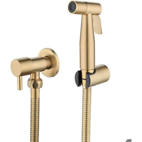Pulvérisateur WC inox - Nosheir - Kit bidet or, robinetterie étanche - Hygiène salle de bain (1/4)