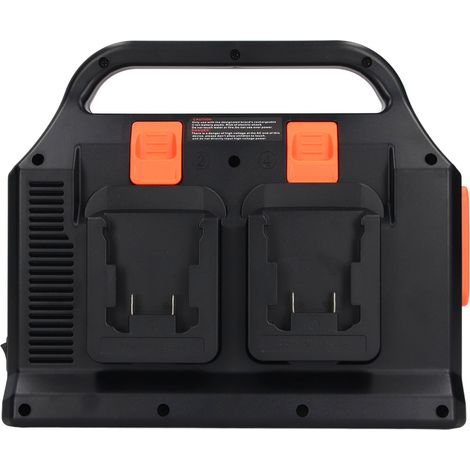 Tragbarer 300-W-Wechselrichter mit integriertem Akku, kompatibel mit 18-V-Batterien, 110–120 V AC Ausgang, LED-Leuchte, Orange (1/5)