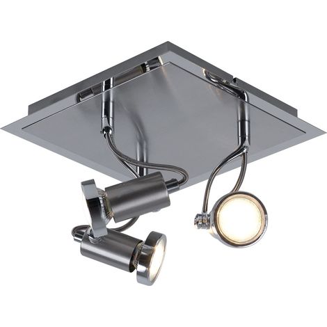 Faretto da soffitto orientabile Faretti da soffitto a LED lampada da soffitto angolare cromo argento 3 fiamme per regolare, cromo, acciaio spazzolato, 3x 3W 3x 240Lm bianco caldo, LxP 23x23 cm (1/5)