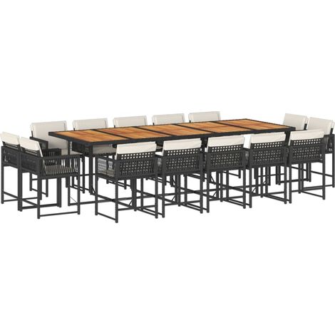 vidaXL Ensemble à manger de jardin 15 pcs coussins noir résine tressée (1/5)