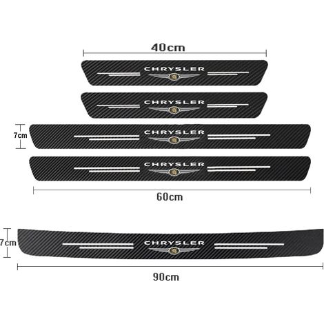 (5 pièces pour Chrysler 2) Protections de seuil de porte en fibre de carbone,autocollants pour Chrysler 300c,Android Town Country,Grand Voyager et PT Cruiser (1/3)