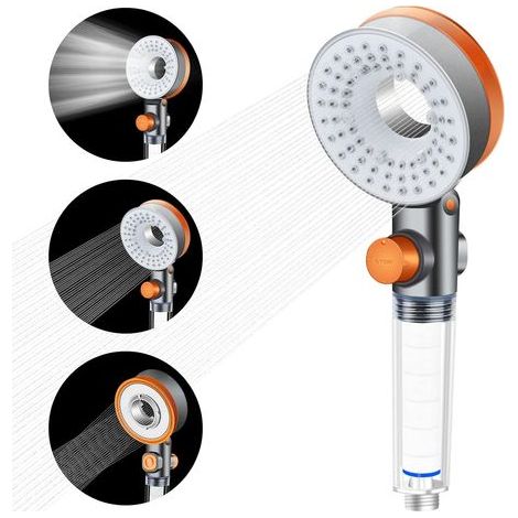 Shower Head, High Pressure Shower Head Anti Limestone Water Saving with Adjustable Water Pressure 3 Modes SPA Hand Shower Bathroom Shower with 3 Replaceable PP Cotton Eco Filters (1/5)