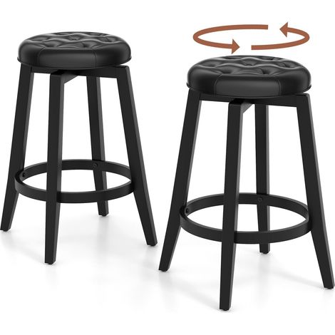 Set of 2 Bar Stools Kitchen Upholstered Counter Height Chair 360 °Swivel 66cm (1/5)
