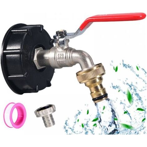 1000L Tank Tap, Chrome-Plated Brass Tap Fitting, S60X6 IBC Tap Fitting, Garden Tap for Rainwater Harvesting Tank (1/2" Adapter), for tank adapter