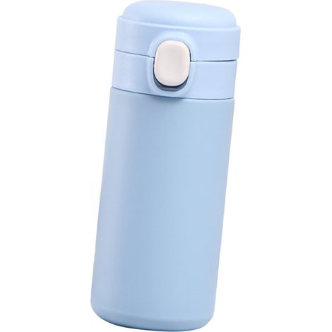Bouteille isotherme à couvercle pop-up 420 ml, mini, mignonne, double paroi sous vide, en acier inoxydable, tasse à eau portable pour un usage quotidien, cadeau pour le bureau, bleu (1/5)