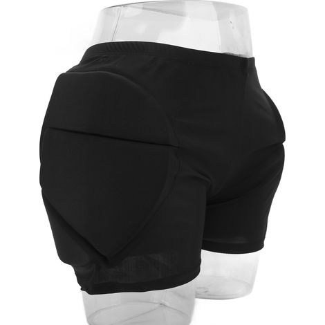 Short de sport en nylon léger avec renforts EVA, respirant et thermorésistant, pour VTT, ski et activités outdoor, taille M, couleur noire (1/5)