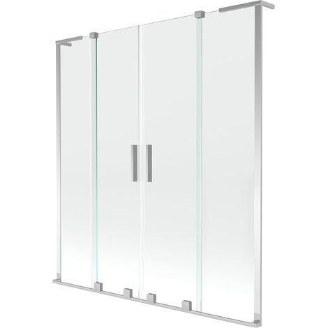 Mexen Velar L Duo paratia per vasca da bagno scorrevole a 2 ante 150 x 150 cm, trasparente, cromo - 896-150-003-02-01 (1/2)