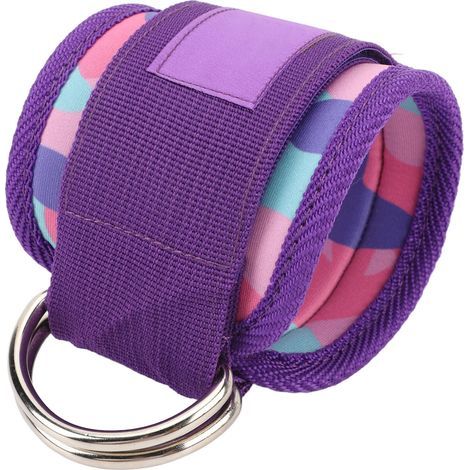 Manchette de cheville Double anneau en D, sangles de câble réglables et confortables pour l'entraînement, Extension de jambe de butin violet (1/5)