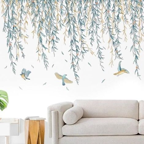Wall Stickers Leafy Branches Deciduous Birds Wall Decal Decoration Adhesive Wall Stickers for Living Room (1/4)