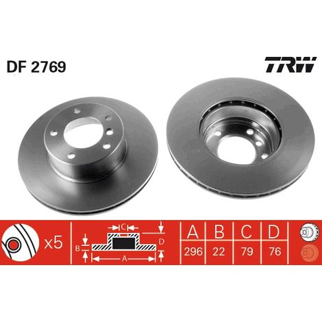 DISQUE DE FREIN AVANT DF2769 TRW (1/2)