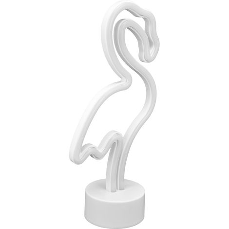 Lumière néon LED en forme d'oiseau avec socle, néon pour chambre, salon, décoration de fête, fonctionne sur piles, lumière rose. (1/5)