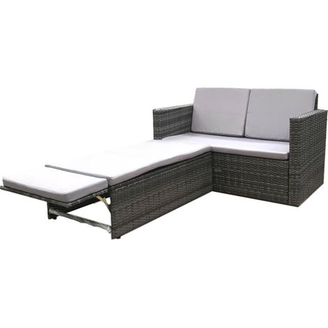 EvreRattan Outdoor Garden Sofa Furniture Love Bed Patio Sun bed 2 seater Grey New (1/2)