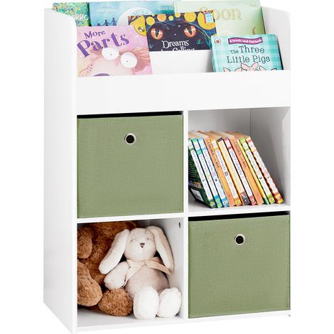 Estantería Infantil de Juguetes y Libros Librería Infantil con 2 Cestas y 3 Niveles 60 x 34 x 80 cm KMB79-W SoBuy ES